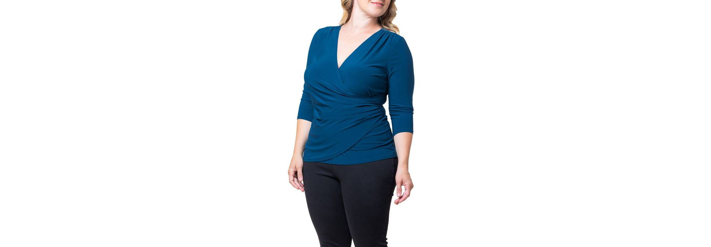 Womens Plus Size Femme Fatale Faux Wrap Top