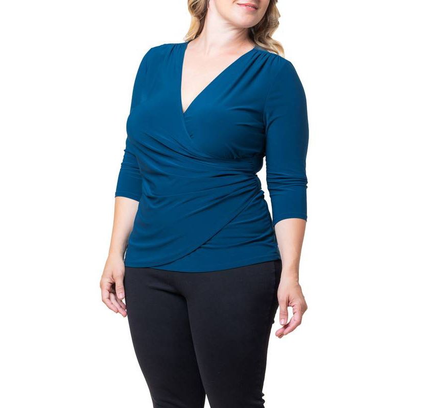 Womens Plus Size Femme Fatale Faux Wrap Top