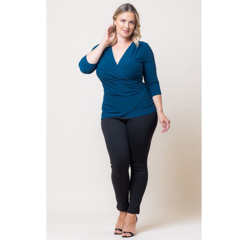 Womens Plus Size Femme Fatale Faux Wrap Top