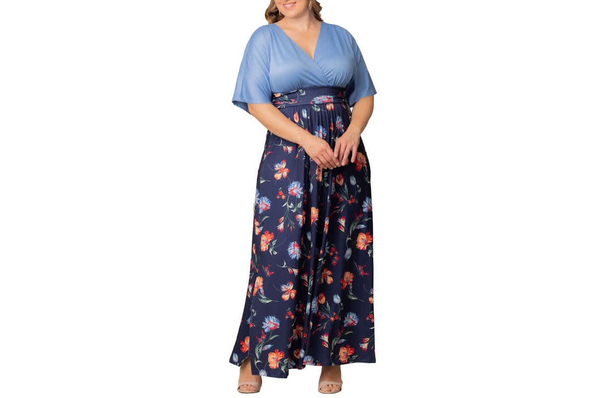 Womens Plus Size Havana Color Block Maxi Dress