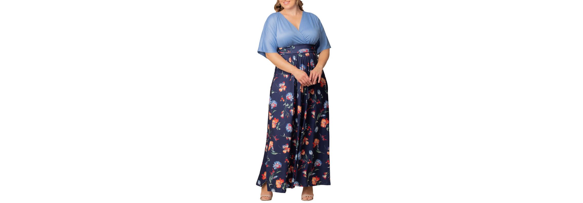 Womens Plus Size Havana Color Block Maxi Dress