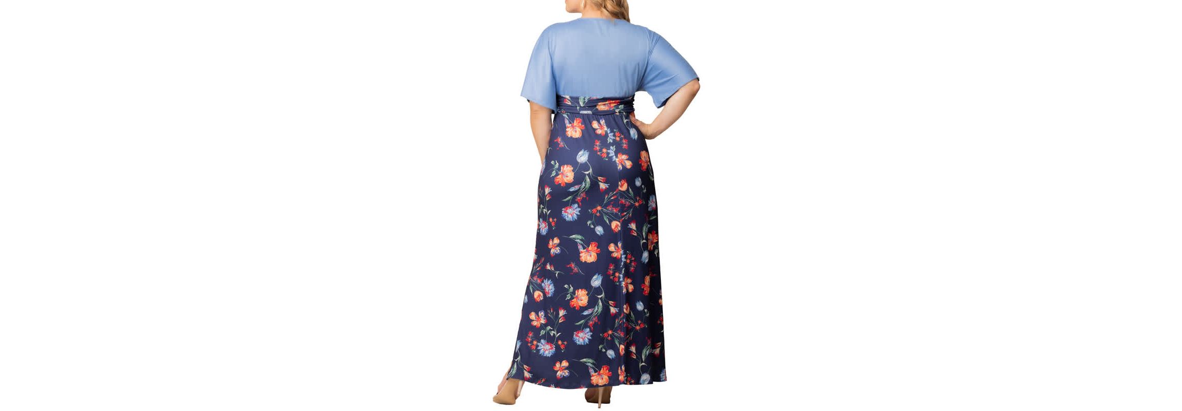 Womens Plus Size Havana Color Block Maxi Dress