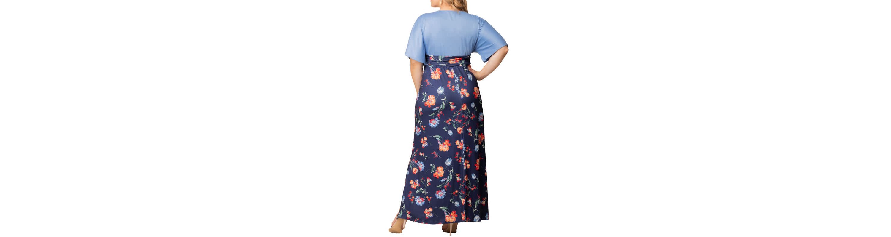 Womens Plus Size Havana Color Block Maxi Dress