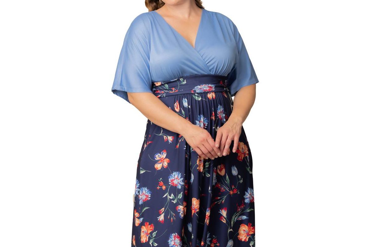 Womens Plus Size Havana Color Block Maxi Dress