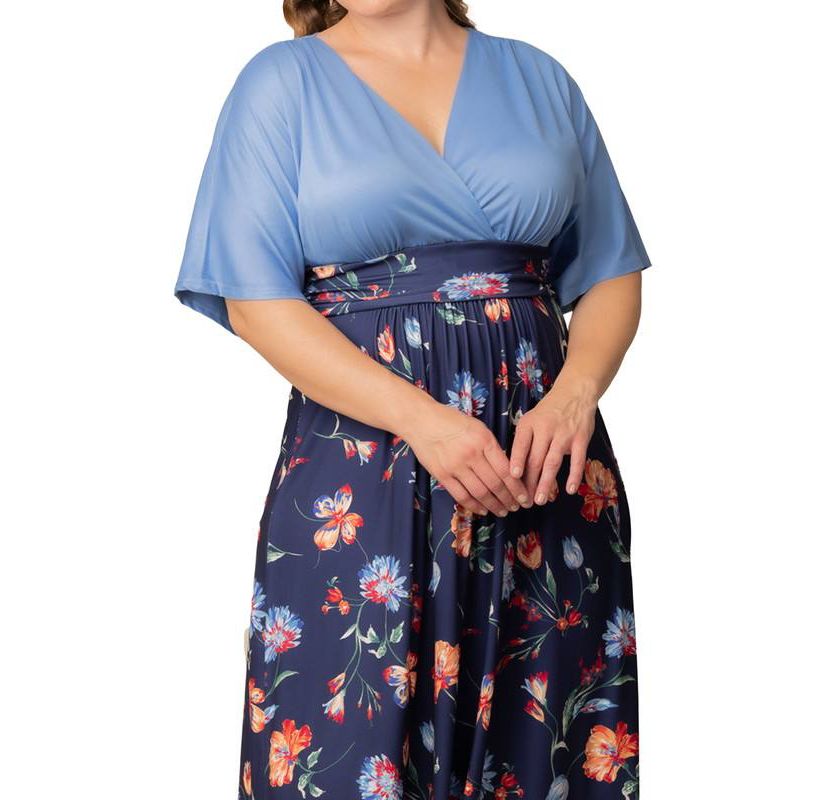 Womens Plus Size Havana Color Block Maxi Dress