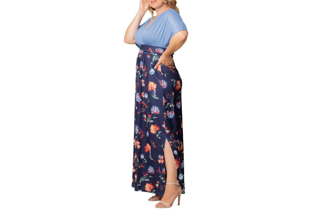 Womens Plus Size Havana Color Block Maxi Dress