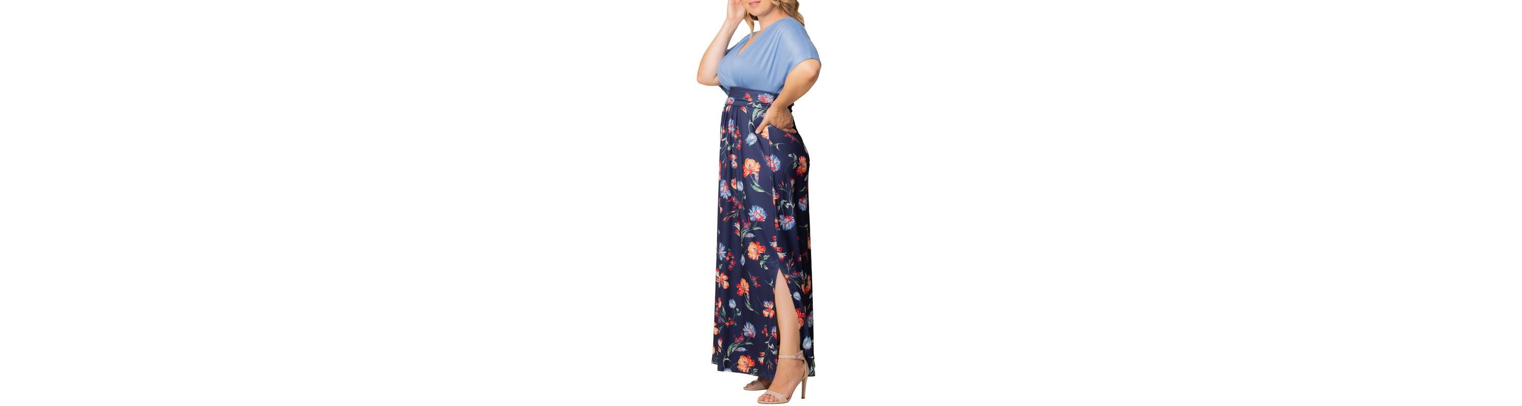 Womens Plus Size Havana Color Block Maxi Dress