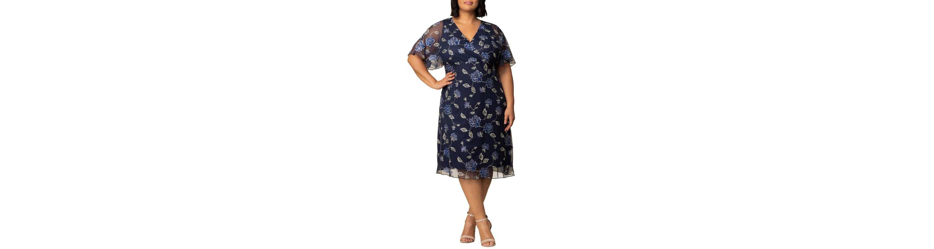 Womens Plus Size Sonnet Embroidered Mesh Midi Cocktail Dress