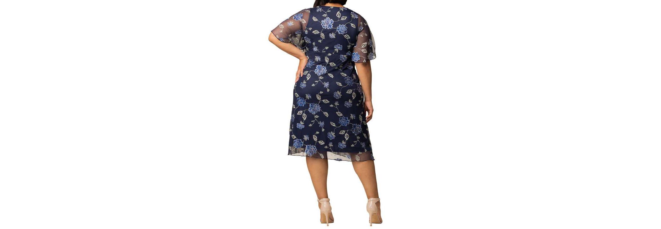 Womens Plus Size Sonnet Embroidered Mesh Midi Cocktail Dress