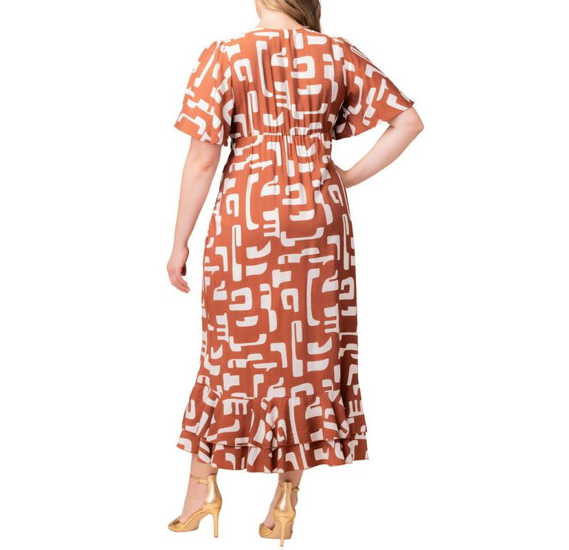 Womens Plus Size Alexandra Ruffle Faux Wrap Gown