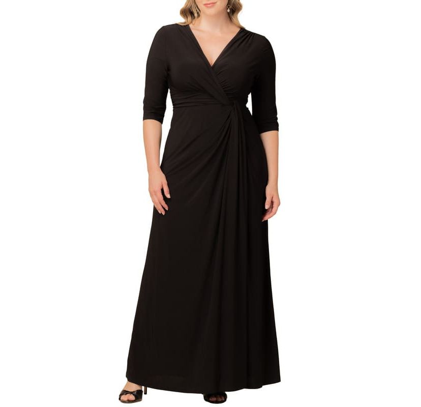 Womens Plus Size Evening Romance Column Gown