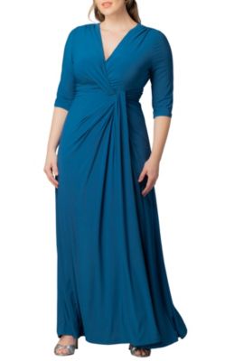 KIYONNA Women's Plus Size Evening Romance Column Gown, Blue, 5X