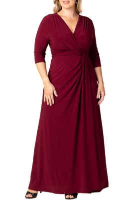 KIYONNA Women's Plus Size Evening Romance Column Gown, Burgundy, 4XL