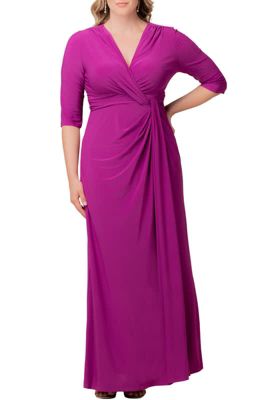 KIYONNA Women's Plus Size Evening Romance Column Gown, Magenta, 3X