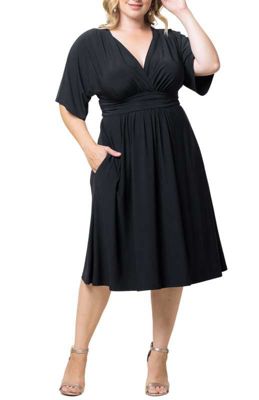 KIYONNA Women's Plus Size Gia Midi Dress, Black, 2X