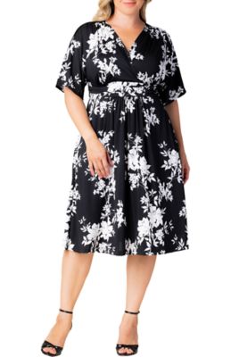 KIYONNA Women's Plus Size Gia Midi Dress, Black, 5X