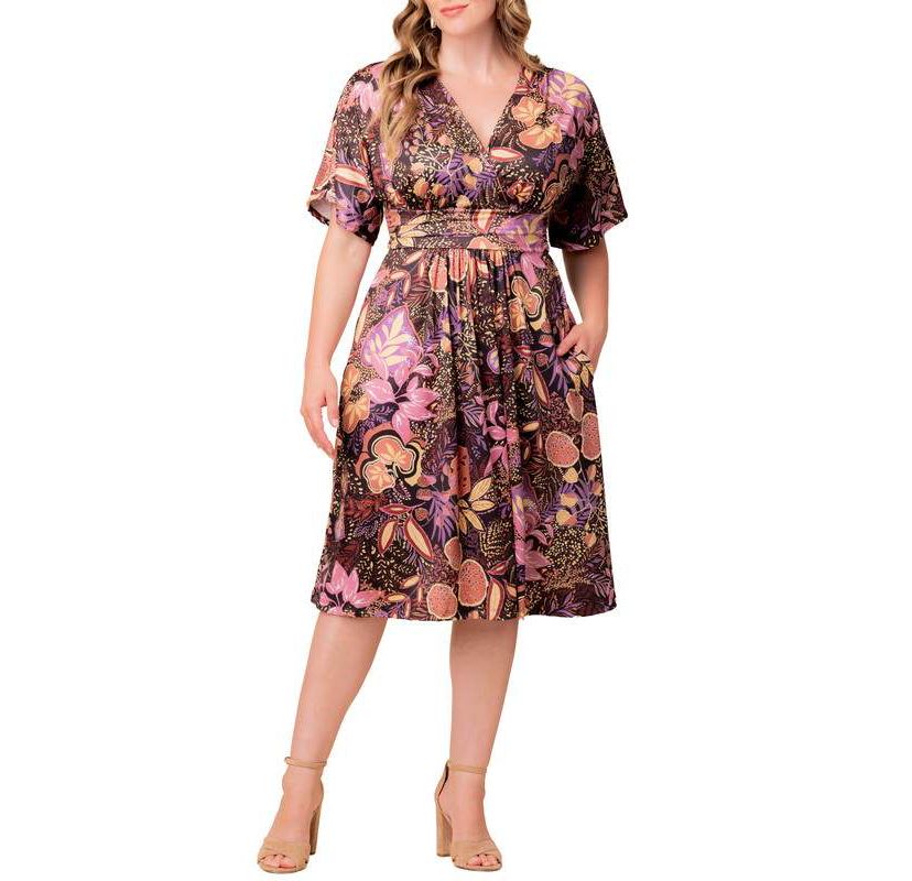Womens Plus Size Gia A-Line Midi Dress with Pockets