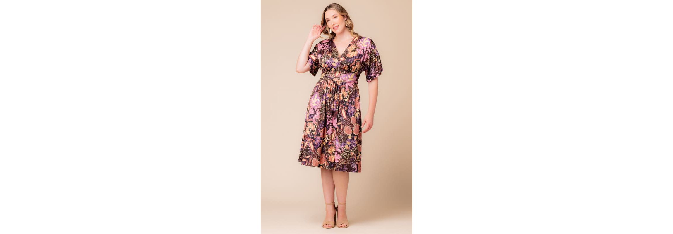 Womens Plus Size Gia A-Line Midi Dress with Pockets