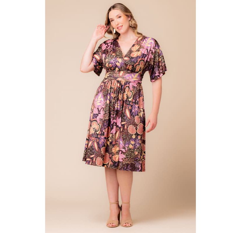 Womens Plus Size Gia A-Line Midi Dress with Pockets