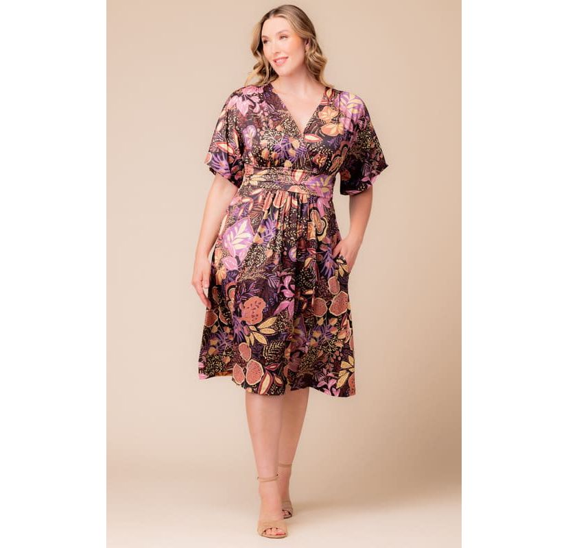Womens Plus Size Gia A-Line Midi Dress with Pockets