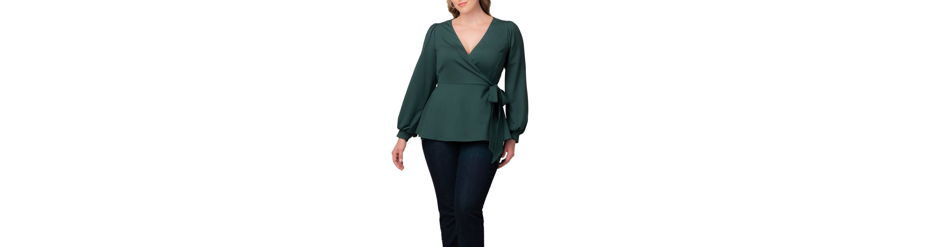 Womens Plus Size Natasha Long Sleeve Wrap Top