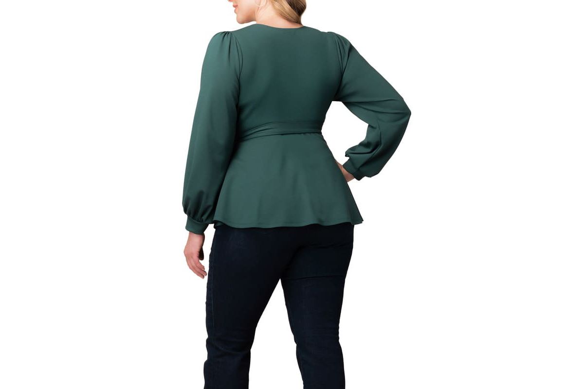 Womens Plus Size Natasha Long Sleeve Wrap Top