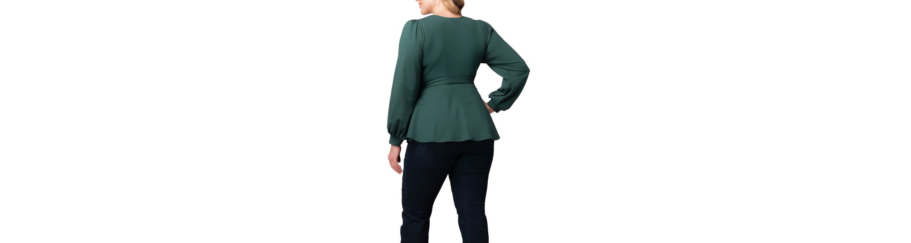 Womens Plus Size Natasha Long Sleeve Wrap Top