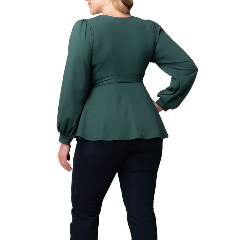 Womens Plus Size Natasha Long Sleeve Wrap Top
