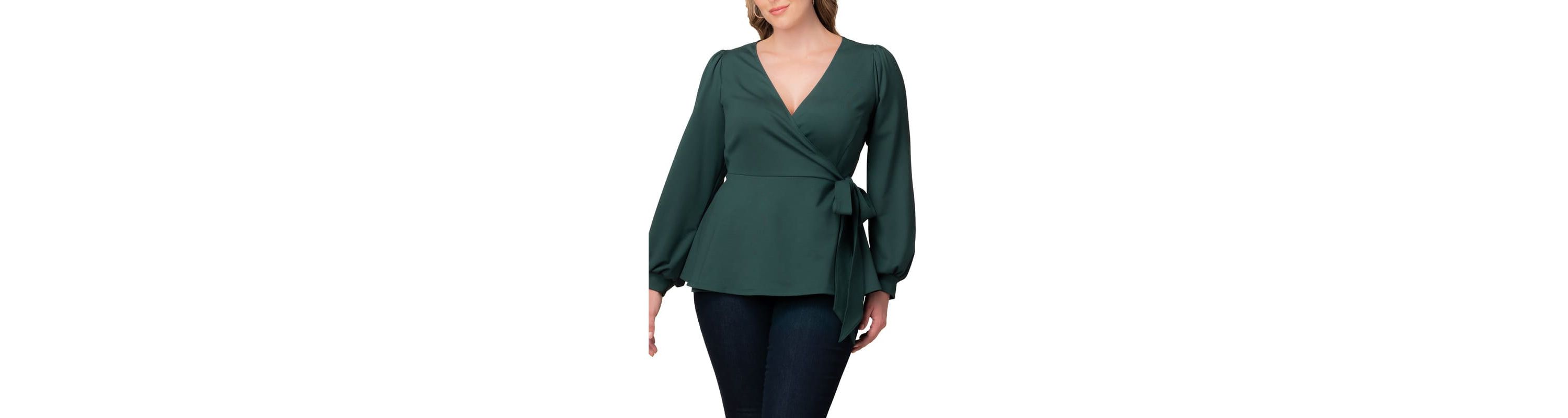 Womens Plus Size Natasha Long Sleeve Wrap Top