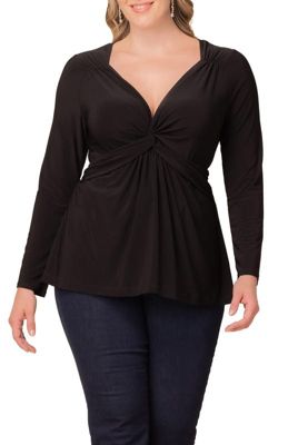 KIYONNA Women's Plus Size Abigail Long Sleeve Twist Top, Black, 5X
