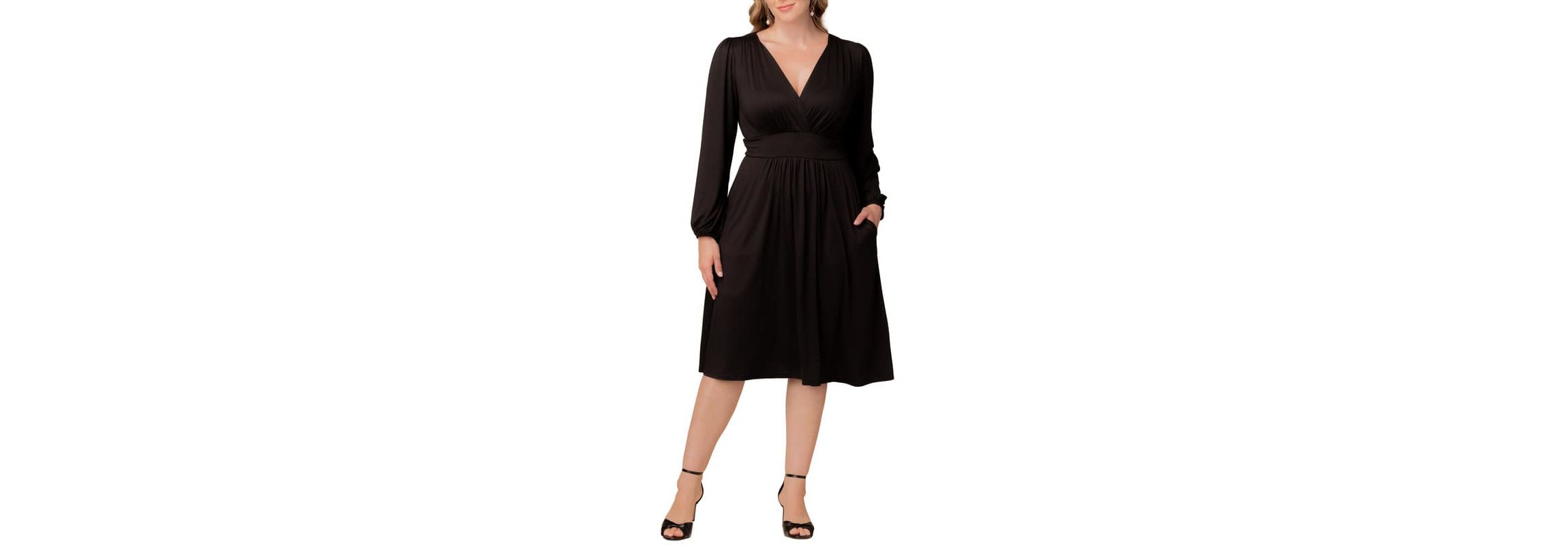 Womens Plus Size Diana Long Sleeve V-Neck Midi Dress