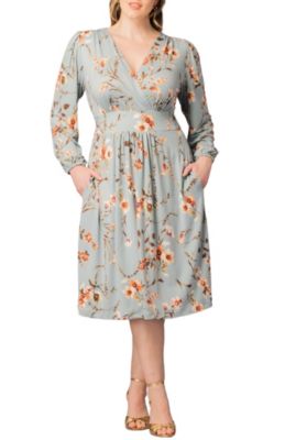 KIYONNA Women's Plus Size Diana Long Sleeve Midi Dress, 5X