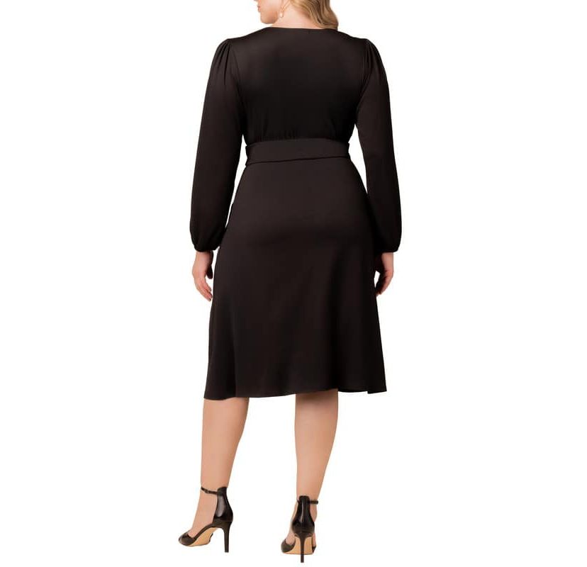 Womens Plus Size Diana Long Sleeve V-Neck Midi Dress