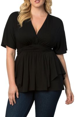 KIYONNA Women's Plus Size Promenade Jersey Top, Black, 0X