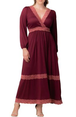 KIYONNA Women's Plus Size Lara Lace Trim Long Dress