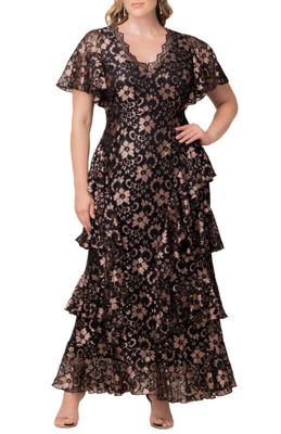 KIYONNA Women's Plus Size Mon Ange Tiered Lace Evening Gown