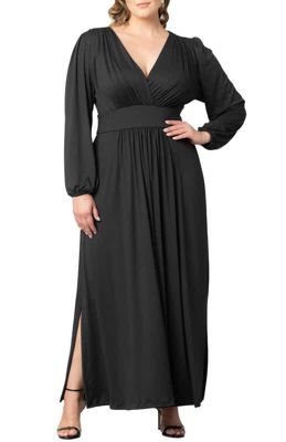KIYONNA Women's Plus Size Kelsey Long Sleeve Maxi Dress, Black, 5X