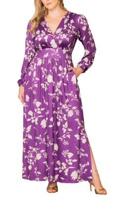 KIYONNA Women's Plus Size Kelsey Long Sleeve Maxi Dress, Purple, 1X