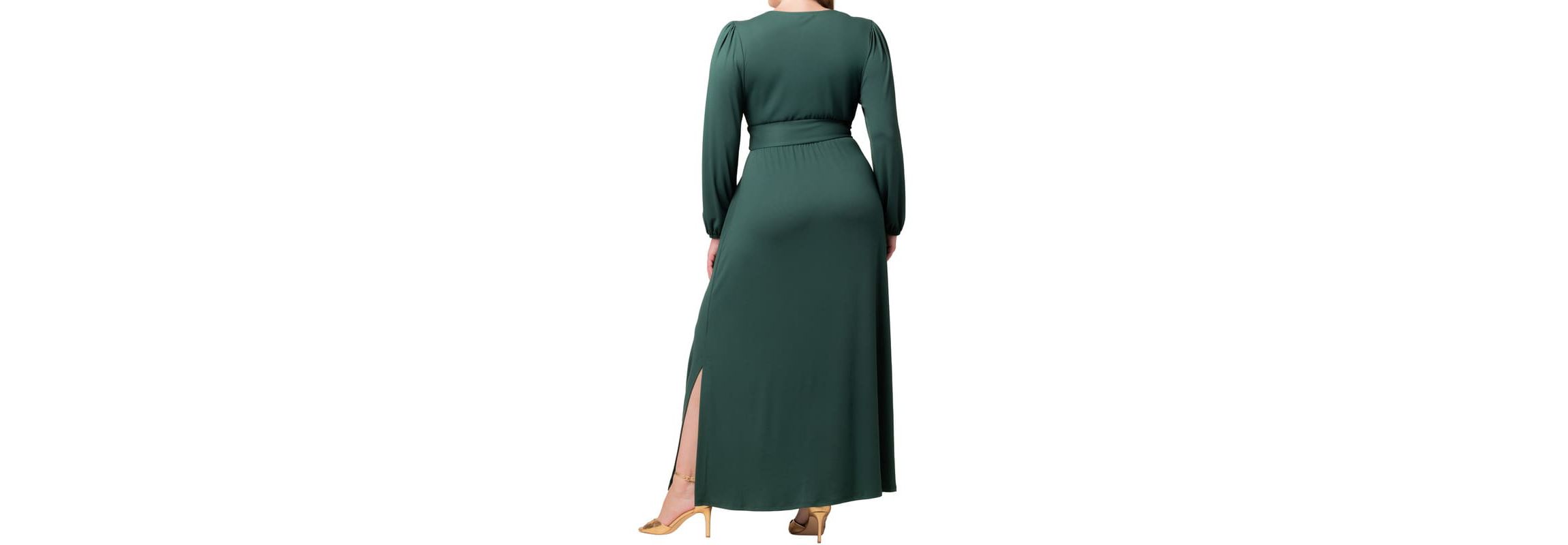 Kiyonna Plus Size Kelsey Long Sleeve Maxi Dress - Hunter Green