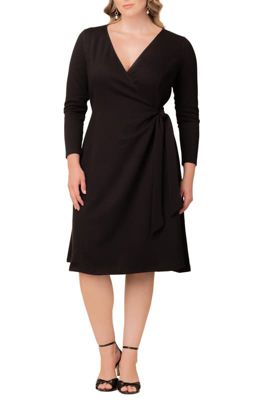KIYONNA Women's Plus Size London Sweater Knit Wrap Dress, Black, 5X
