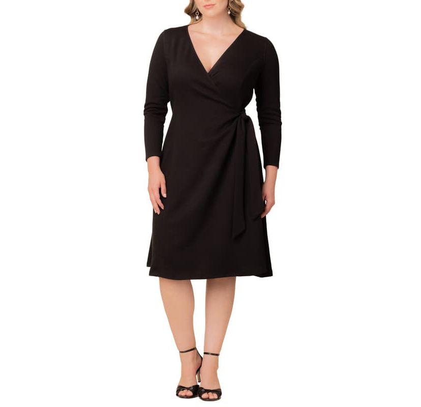 Womens Plus Size London Sweater Knit Wrap Dress
