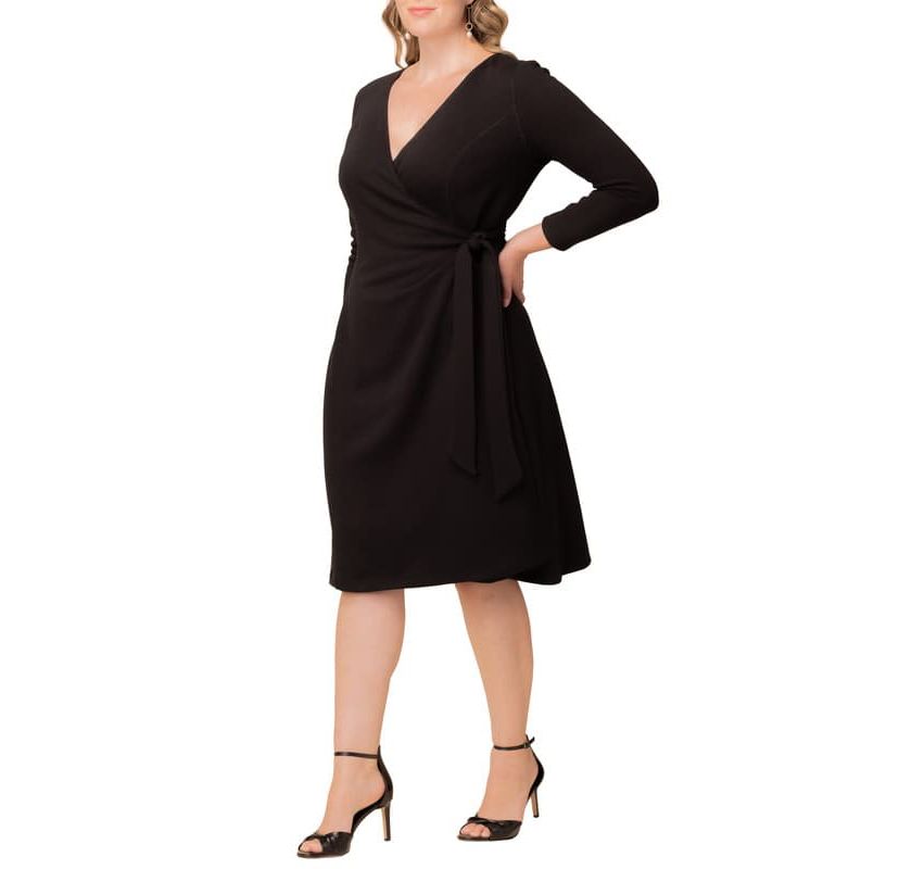 Womens Plus Size London Sweater Knit Wrap Dress