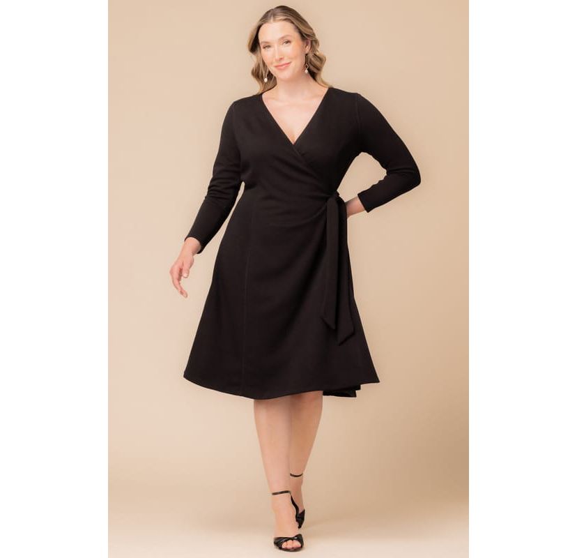 Womens Plus Size London Sweater Knit Wrap Dress