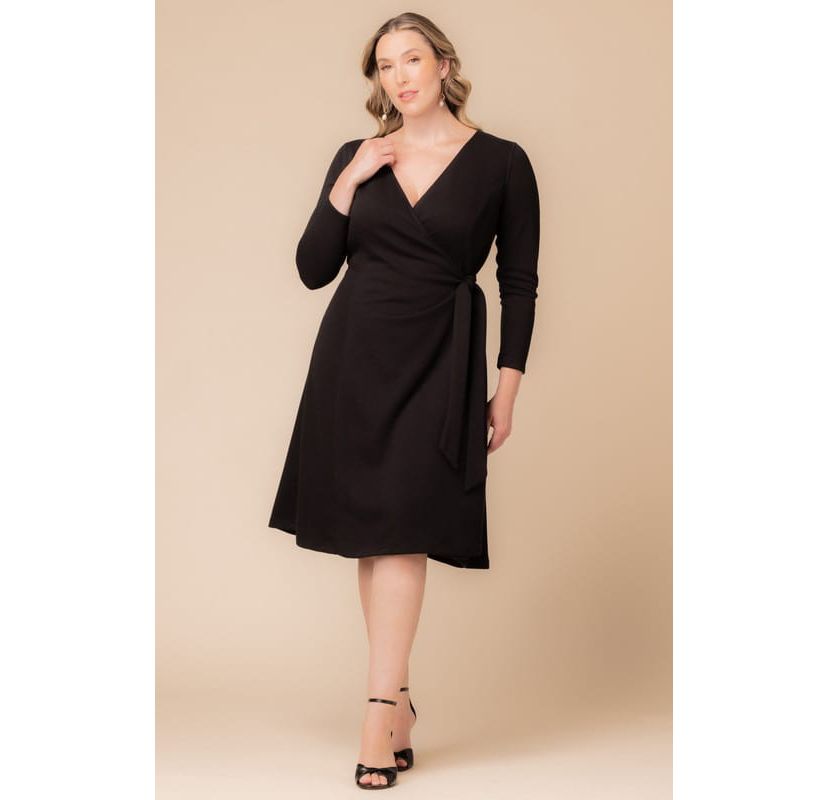Womens Plus Size London Sweater Knit Wrap Dress