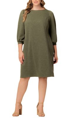 KIYONNA Women's Plus Size Madison Sweater Knit Shift Dress, Green, 3X