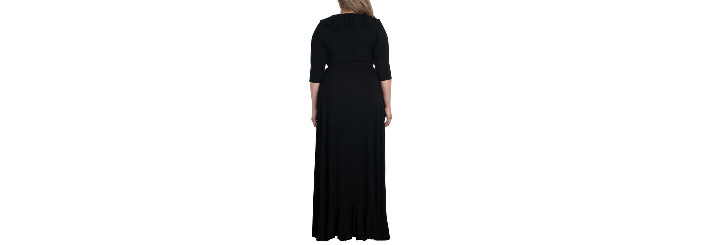 Womens Plus Size Maritime Ruffle Maxi Dress with Sleeves