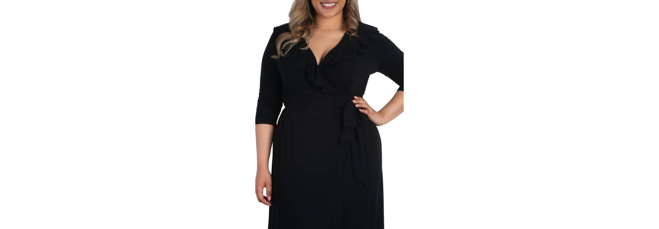 Womens Plus Size Maritime Ruffle Maxi Dress with Sleeves