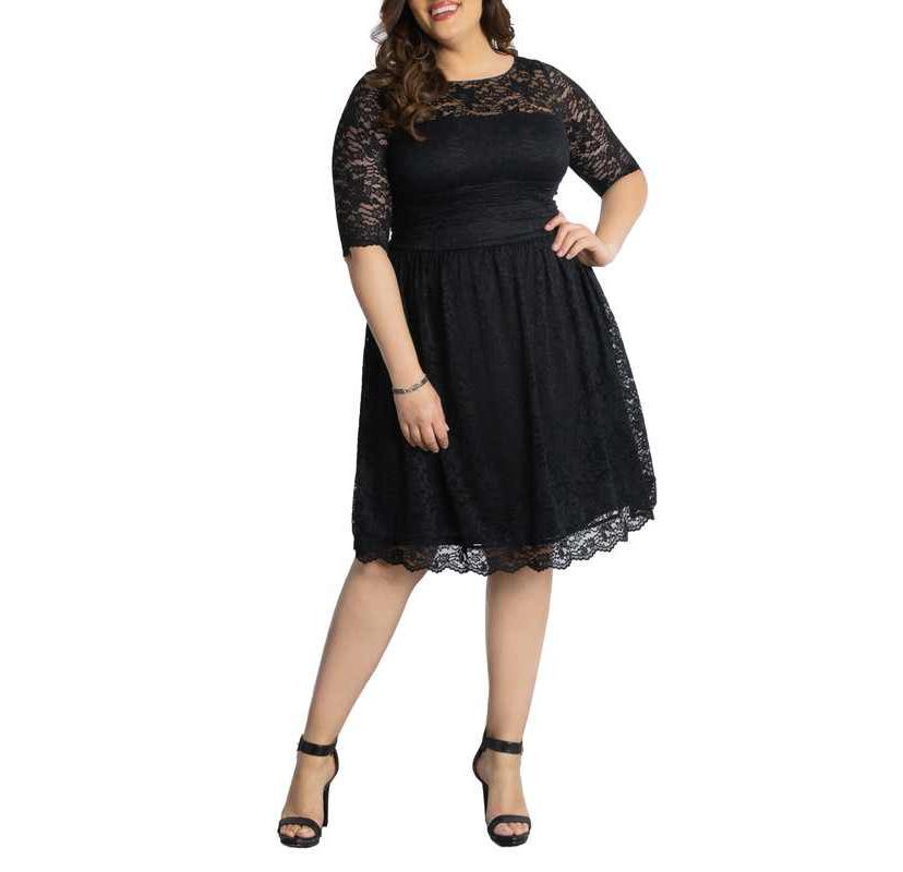 Womens Plus Size Luna Lace Cocktail Midi Dress