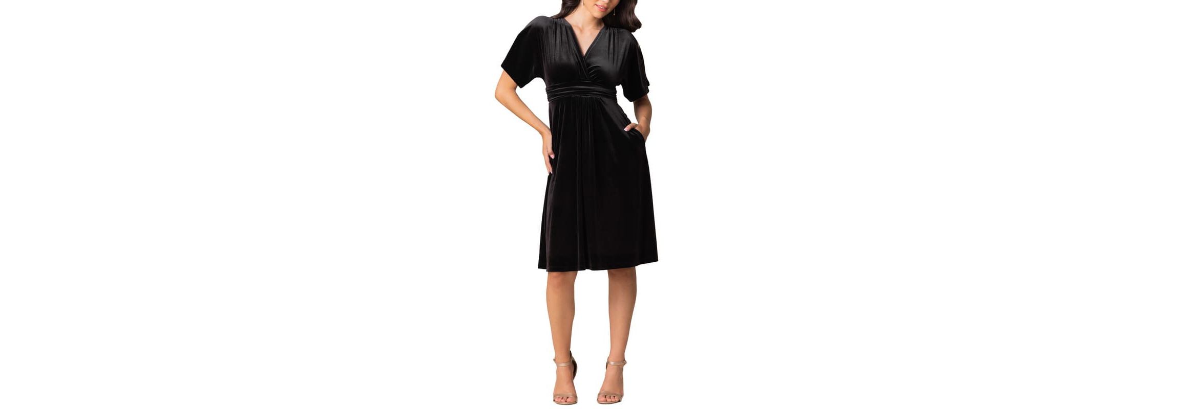 knee length dresses for ladies Square Neck Velvet Midi Cocktail Dress XJ413