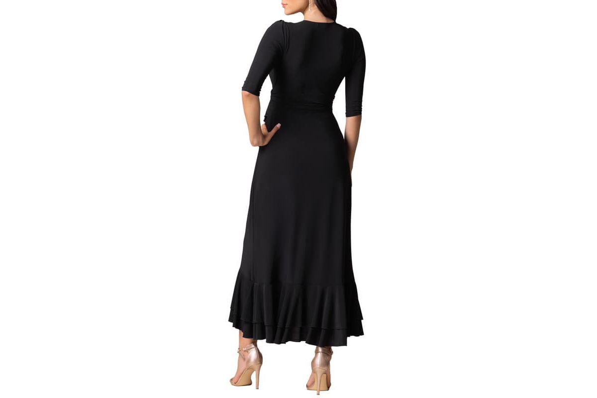 Womens Veronica Ruffle Faux Wrap Evening Gown